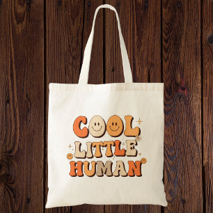 Retro 70-tal "Cool Little Human" Leende Ansikte Gr Tygkasse