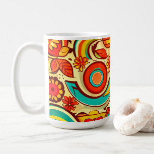 Retro 70-tal Groovy Fall Hösten Inslag Mönster Kaffemugg