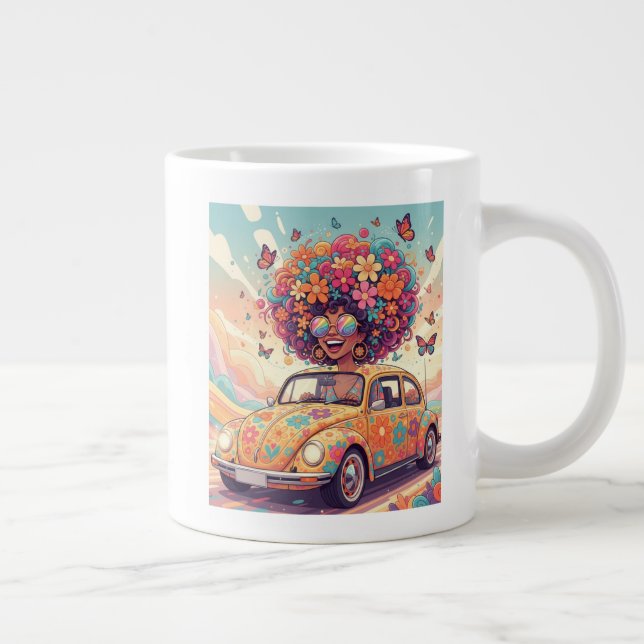 Retro 70-tal Groovy Flower Power Jumbo Mugg (Höger)