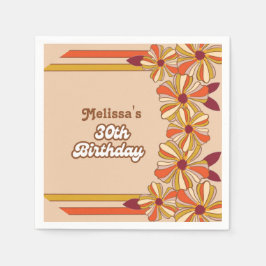 Retro 70-tal Groovy Hippie Flower 30års födelsedag Pappersservett