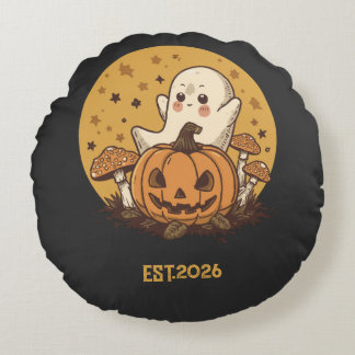 Retro 70-tal Groovy Spök Halloween Mid-Century Mod Rund Kudde