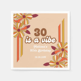 Retro 70-tal Hippie Flower 30års födelsedag Pappersservett