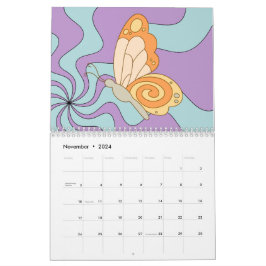 Retro 70-tal Hippie Groovy Wave Butterfly Kalender