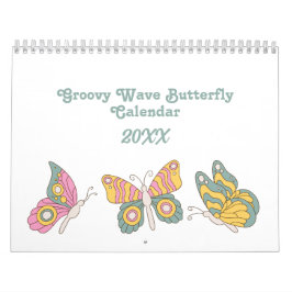 Retro 70-tal Hippie Groovy Wave Butterfly Kalender