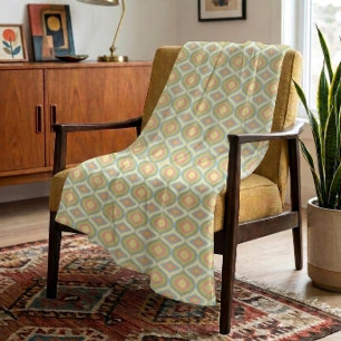 Retro 70-tal Mid Century Ogee Danskt Pastell Fleecefilt