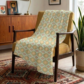Retro 70-tal Mid Century Ogee Danskt Pastell Fleecefilt