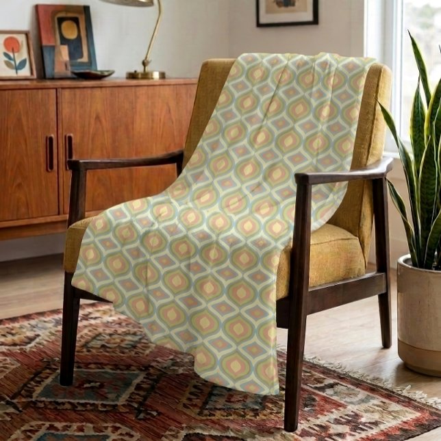 Retro 70-tal Mid Century Ogee Danskt Pastell Fleecefilt (Skapare uppladdad)