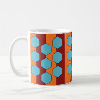 Retro 70-tal Röd Orange Turkos Mönster Kaffemugg