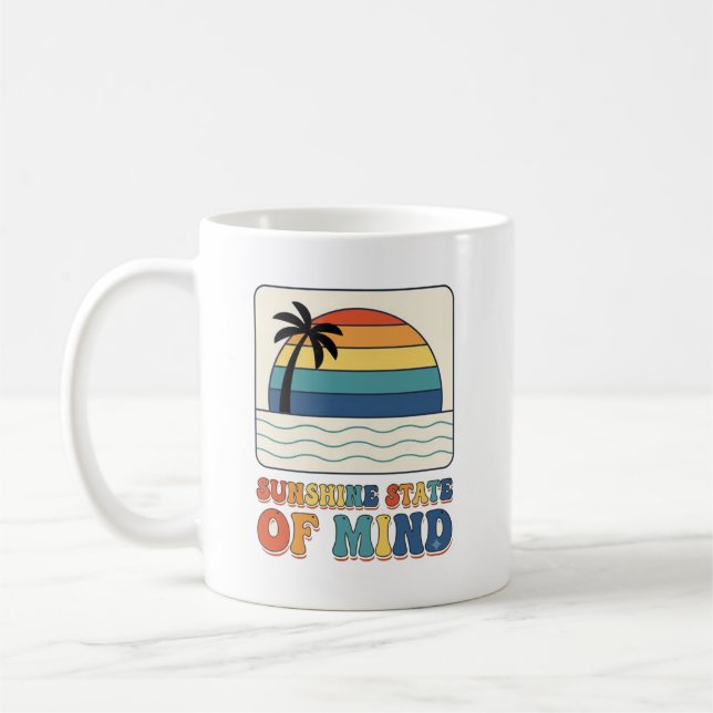 Retro 70-tal "Sunshine State of Mind" Palmträd  Kaffemugg (Vänster)