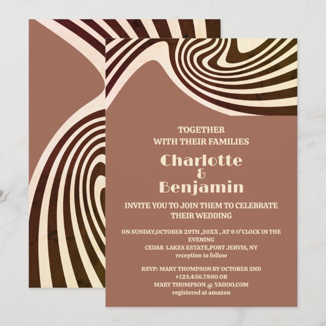 Retro 70-talet Bröllop Inbjudningar (Fram/baksida)