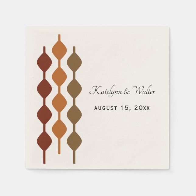 Retro 70-talet Geometric Bröllop Pappersservett (Framsidan)