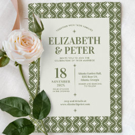 Retro 70-talet Groovy Grönt Bröllop Inbjudningar