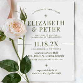 Retro 70-talet Groovy Grönt Bröllop Inbjudningar