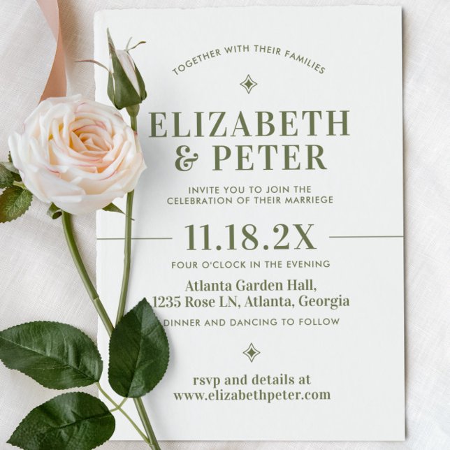 Retro 70-talet Groovy Grönt Bröllop Inbjudningar (Skapare uppladdad)