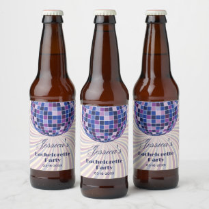 Retro 70-talet Groovy Last Disco Bachelorette Part Ölflaska Etikett