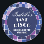 Retro 70-talet Groovy Last Disco Bachelorette Part Runt Klistermärke<br><div class="desc">Retro 70-talet Groovy Last Disco Bachelorette Party Sticker</div>