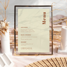 Retro 70-talet inspirerade Orange Bröllop Menu Inbjudningar