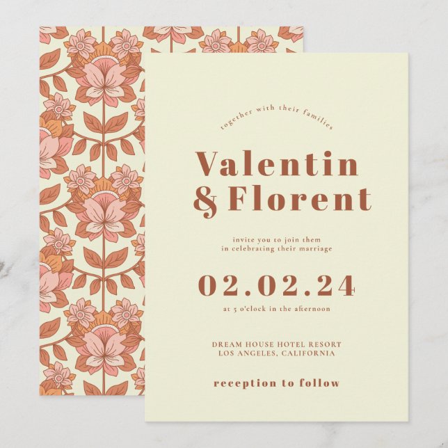 Retro 70-talet inspirerade till inbjudan till Oran (Fram/baksida)