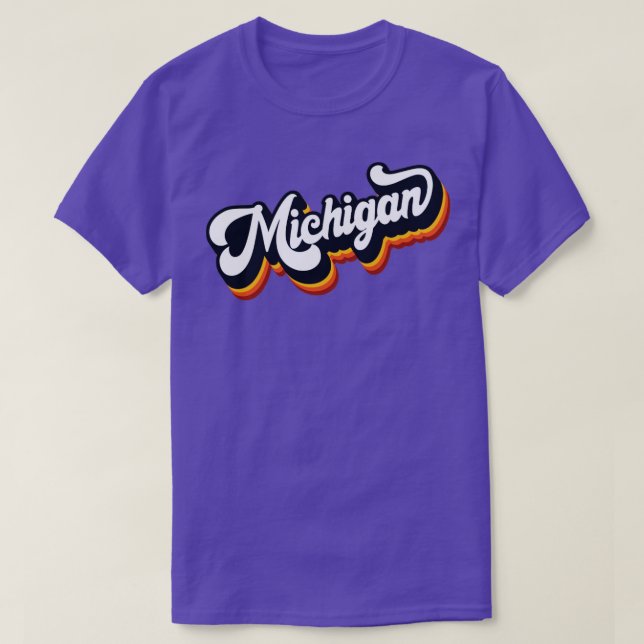 Retro 70-talet Lettering Michigan T Shirt (Design framsida)