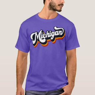 Retro 70-talet Lettering Michigan T Shirt