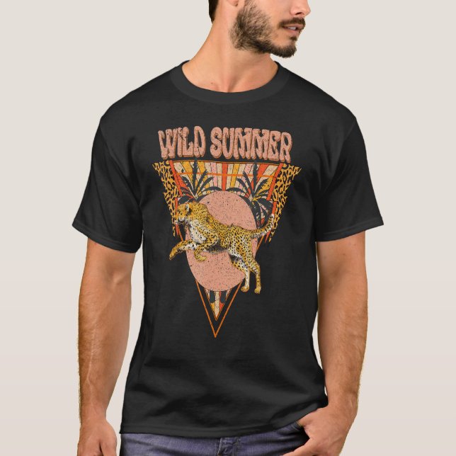 Retro 70-talets 80-sekunders Vild, Tropical, Somma T Shirt (Framsida)