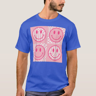 Retro 70-talets 80-tal Lycklig Ansikte Rosa Smile T Shirt
