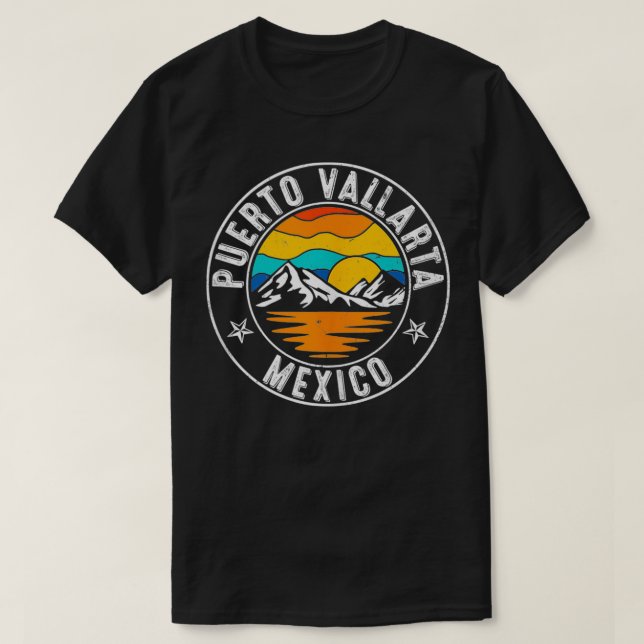 Retro 70-talets 80-tal Puerto Vallarta Mexiko T Shirt (Design framsida)