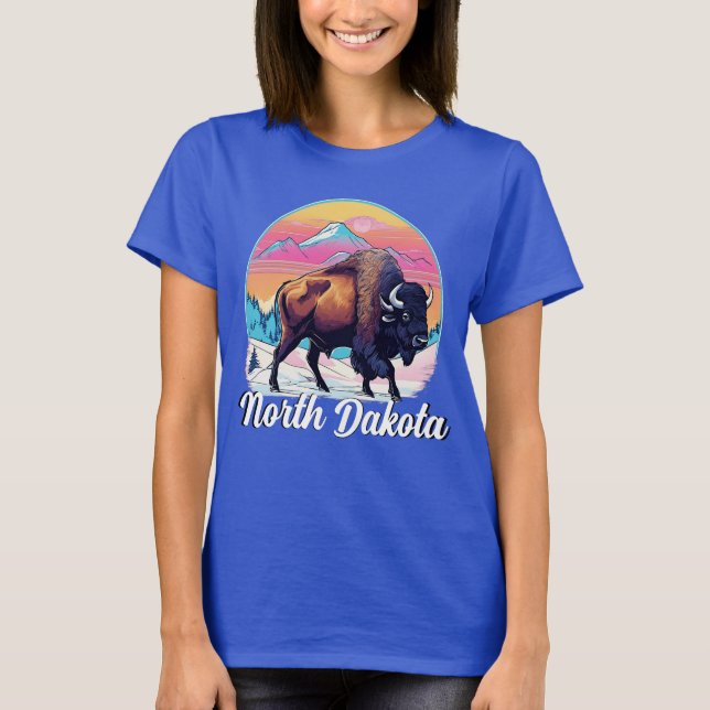 Retro 70-talets Bison Design T Shirt (Framsida)