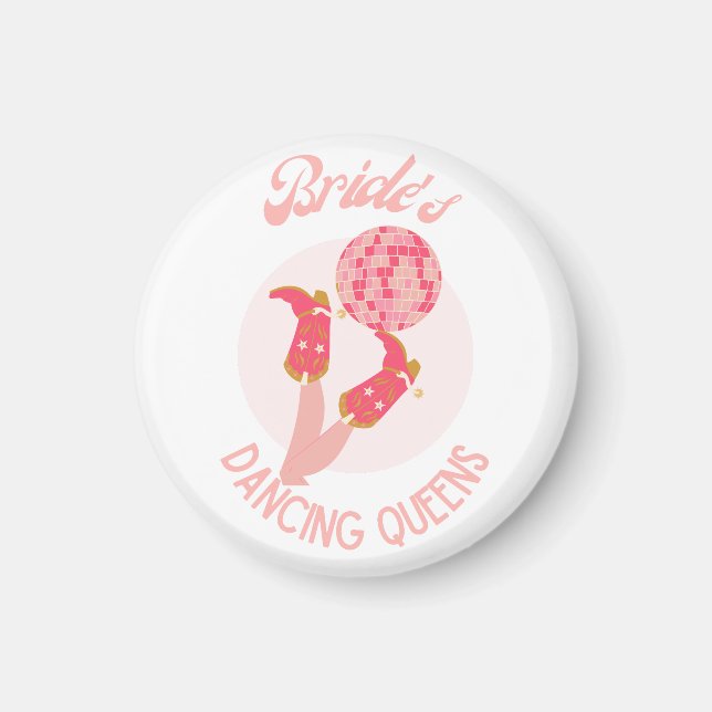 Retro 70-talets Bride's Dancing Queens Bachelorett Magnet (Framsidan)