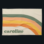 Retro 70-talets Orange för regnbåge, Grönt, Person Kökshandduk<br><div class="desc">Lägg till ett retro-flair i köket med Namn kökshanddukar i Personlig med en regnbågsdesign på 70 sekunder i grönt, orange, gult och persika. Perfekt för ett enkelt men estetiskt tillskott till ditt hem eller som en unik gåva till en brud, brudens sida, bachelorette, födelsedagsfest eller bat mitzvah. Med den här...</div>