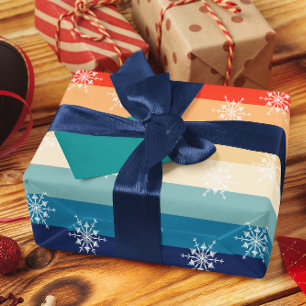 Retro 70-talets Rand Snowflake-jul Presentpapper