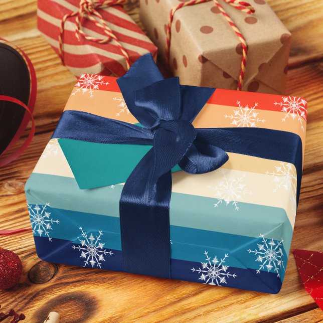 Retro 70-talets Rand Snowflake-jul Presentpapper (Skapare uppladdad)