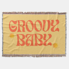 Retro 70-talets senap Orange Hippie Groovy Baby Filt