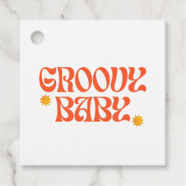 Retro 70-talets senap Orange Hippie Groovy Baby Gåvor Etiketter