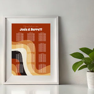 Retro 70-talets sjösättningsschema i Groovy Bröllo Poster