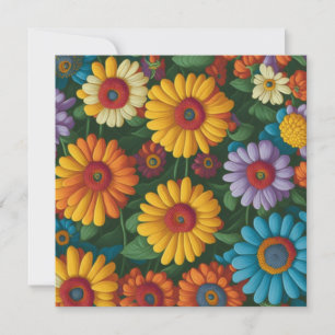 Retro 70-talets stil färgstarka daisy inbjudningar