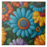 Retro 70-talets stil färgstarka daisy kakelplatta<br><div class="desc">Roligtens härbärgsblommor från 70-årsjubileet stil - en gruppering av orange och tealdaisy - perfekt för blommigtens entusiast! Om du vill börja ändra namn och händelseinformation klickar du på "Anpassa den här mallen" och redigerar ordalydelsen i mallrutorna. Om du vill komma åt det mer avancerade redigeringsprogrammet kan du rulla ned till...</div>