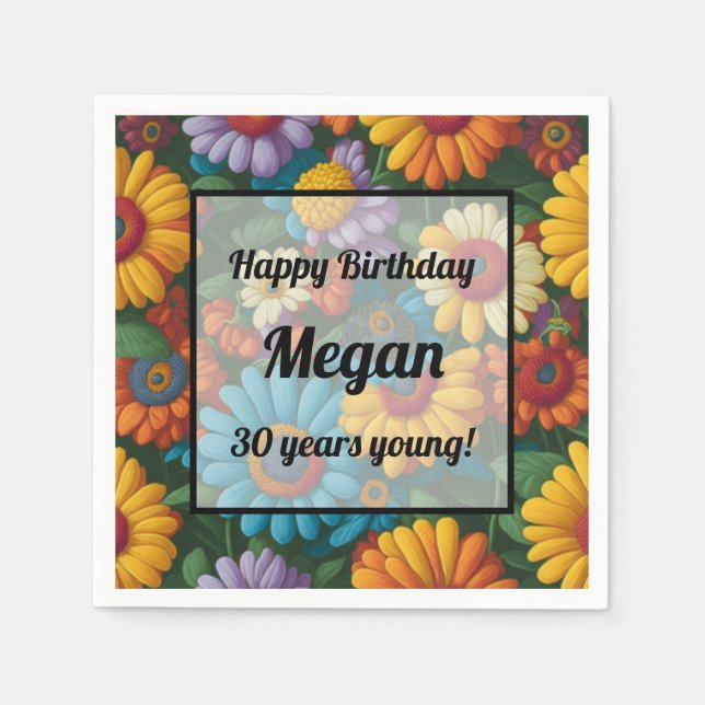 Retro 70-talets stil färgstarka daisy pappersservett (Framsidan)