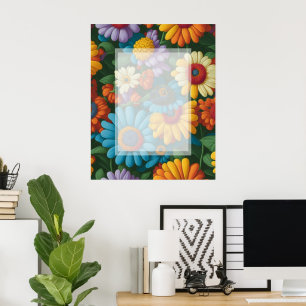 Retro 70-talets stil färgstarka daisy poster
