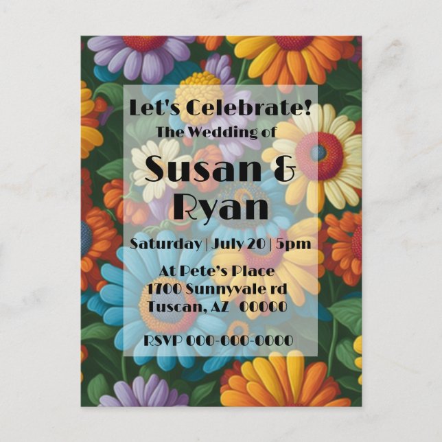 Retro 70-talets stil färgstarka daisy vykort (Framsida)