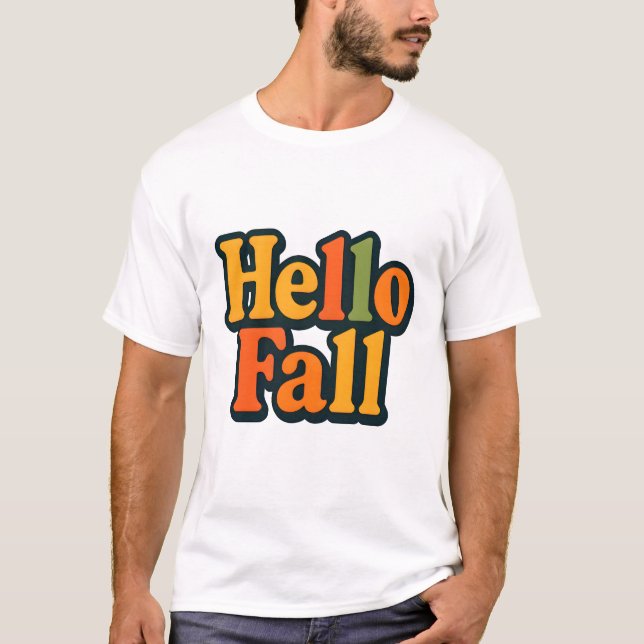 Retro 70-talets Stil Hej Fall Typografi T Shirt (Framsida)