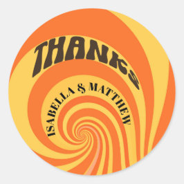 Retro 70-talets tack för Orangen Gult Bröllop Runt Klistermärke