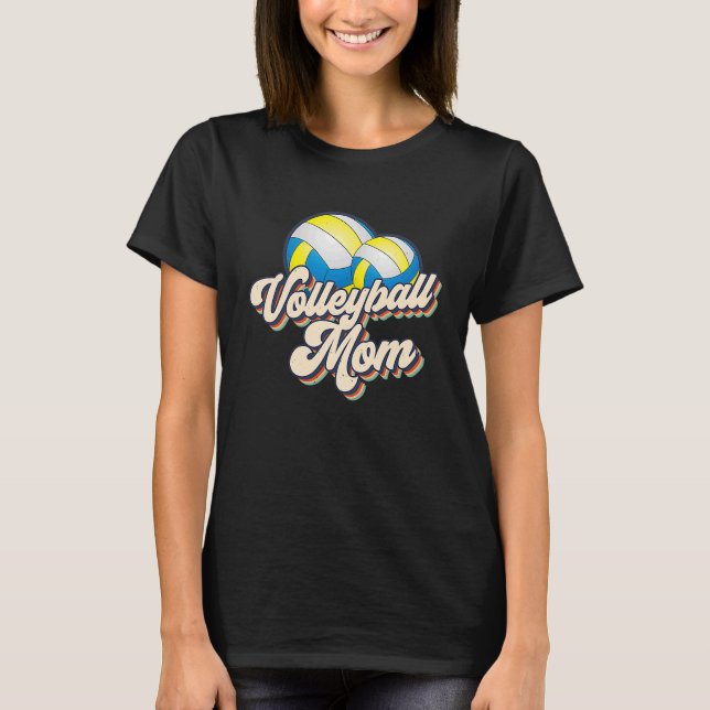 Retro 70-talets volleyball Mamma Cute Player Mamma T Shirt (Framsida)