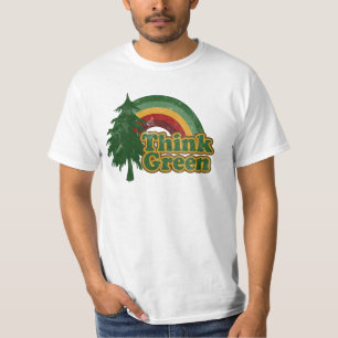Retro 70-talregnbåge, tänkagrönt tee shirt