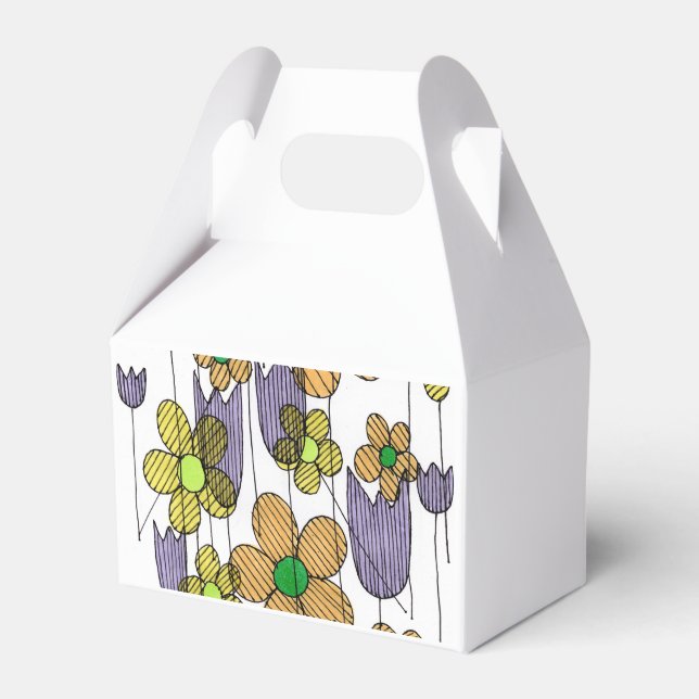Retro 70-tals blommig klotter Mönster Papper Förmå Presentaskar (Framsidan Sidan)