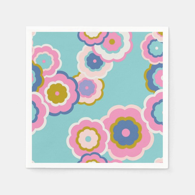 Retro 70-tals blomster boho-mönster pappersservett (Framsidan)