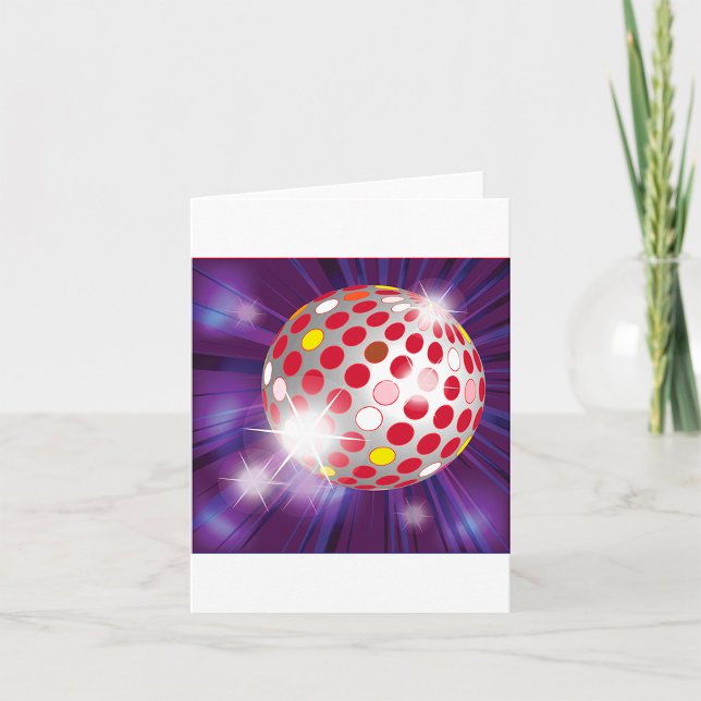 Retro 70-tals Disco Boll Vibrant Röd Kort (Skapare uppladdad)