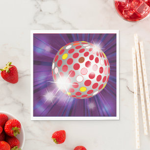 Retro 70-tals Disco Boll Vibrant Röd Pappersservett
