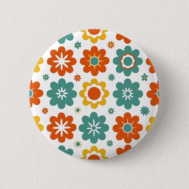 Retro 70-tals geometriskt blommig boho knapp (Framsida)