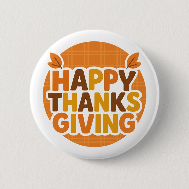 Retro 70-tals Glad Thanksgiving Groovy Högtid Knapp (Framsida)